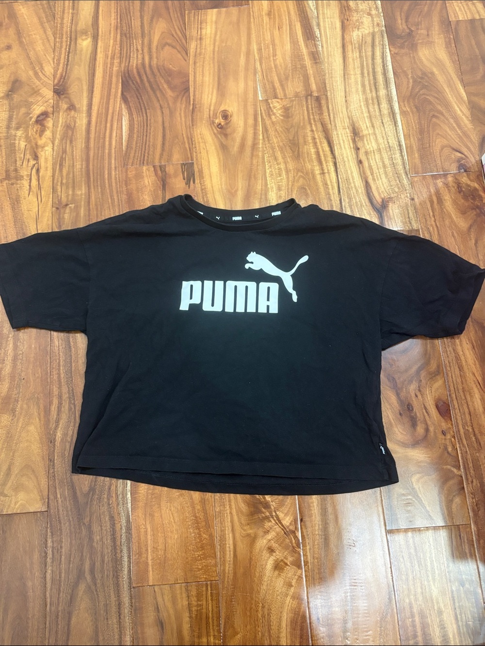 Puma Black Short Sleeve Tee with White Logo